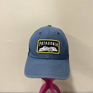 Patagonia Trucker Hat Snapback Adjustable Navy Blue Mesh Cap Box Logo FS Charity